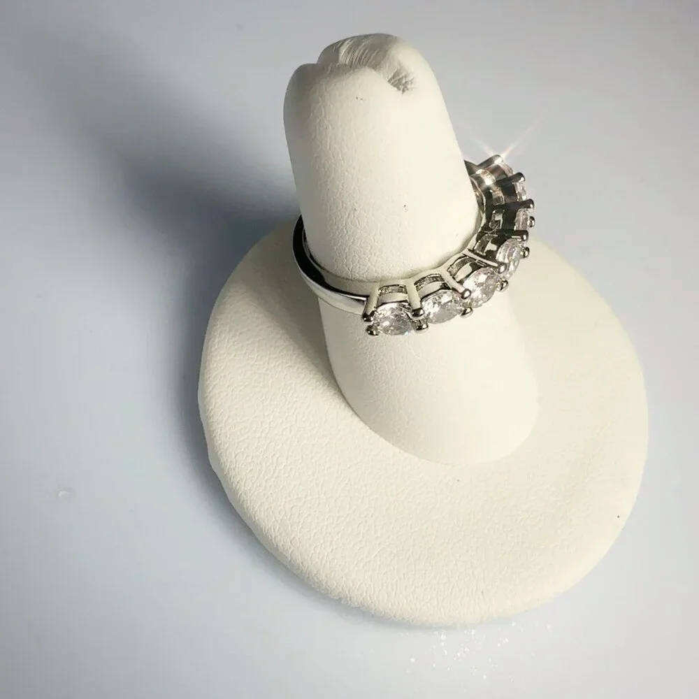 Cubic Zirconia Silver Tone Band Ring Size 6 to 10